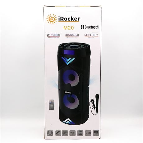 iRocker Dual 6.5" Speaker Party System w/LED Lights, Mic & Battery - New in Box