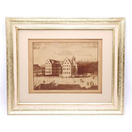 Etching  Print of Bouxwiller Chateau, Framed