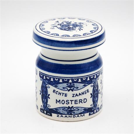 Delfts Blue & White Ceramic Mustard Jar