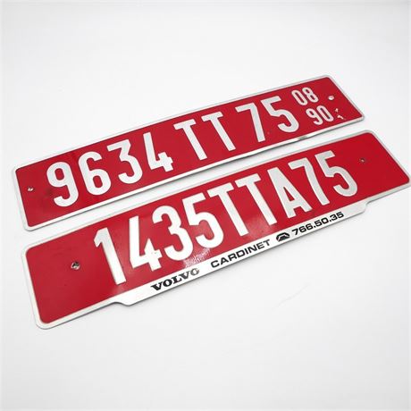 Long Red European-Style License Plates (Total of 2)