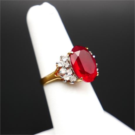 Edco Ruby Glass Cocktail Ring