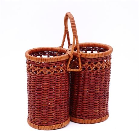 Woven Wicker 2-Part Container w/Handle