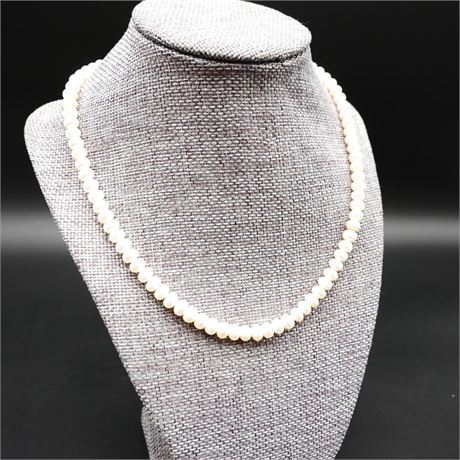 Freshwater Corn Pearl Necklace w/925 Sterling Silver Clasp