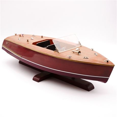 Large Wooden Speed Boat Model
