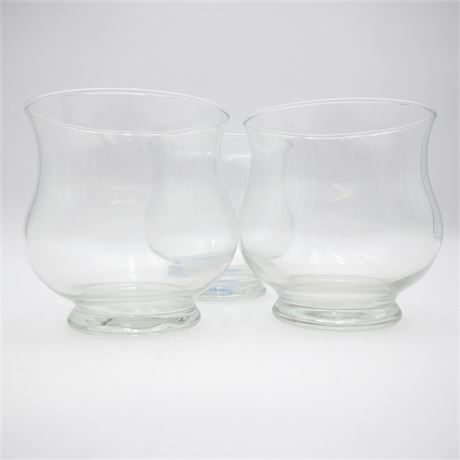 Lot of 3 Curvy Clear Glass Votive Candle Holders