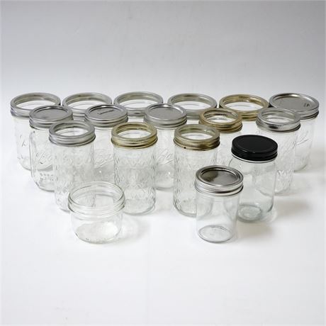 Assortment of 17 Glass Jars