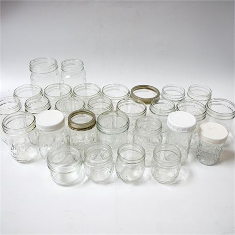 Assortment of 28 Glass Jars