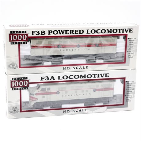 Proto 1000 Series HO Scale Burlington F3A & F3B Locomotives (Lot of 2)