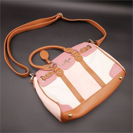 Danbury Mint "Hope" Breast Cancer Awareness Pebbled Pink Leather Handbag