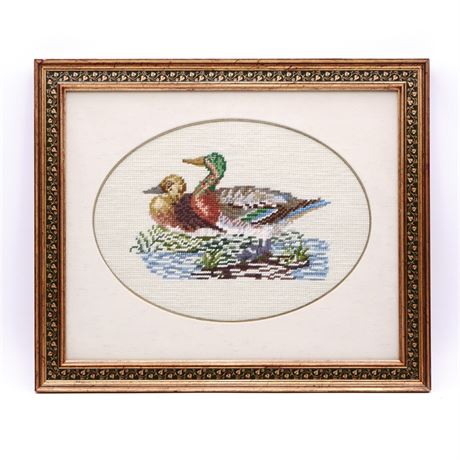 Framed Ducks Embroidery Art
