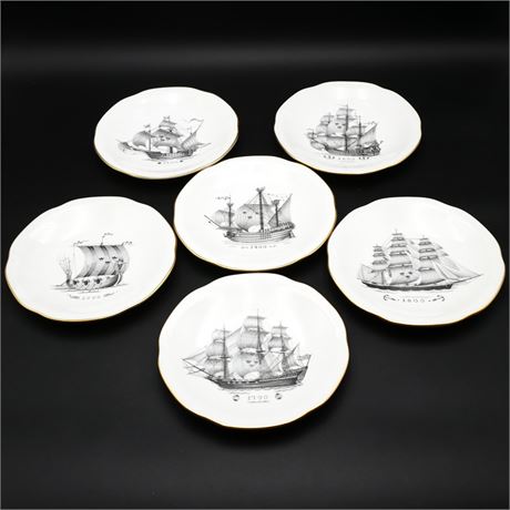 Lidkoping Kungsholmsservisen Historical Nautical Ship Plates (Set of 12)