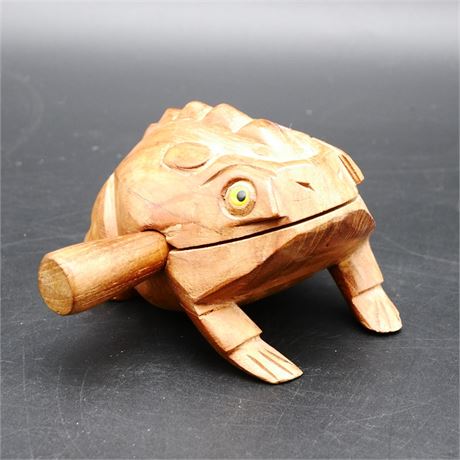Hand Carved Wooden Frog Percussion Instrument