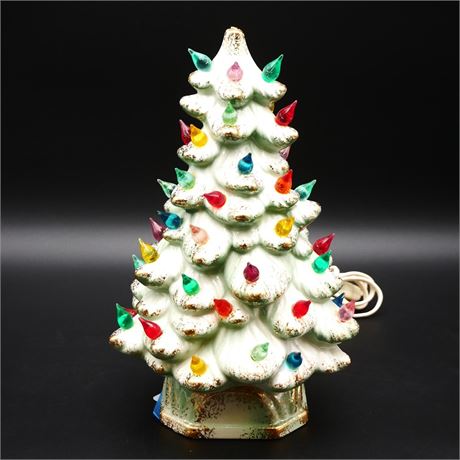 Gilded Light-Up Tabletop Ceramic Christmas Tree