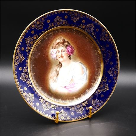 Art Nouveau Gilded Porcelain Portrait Plate