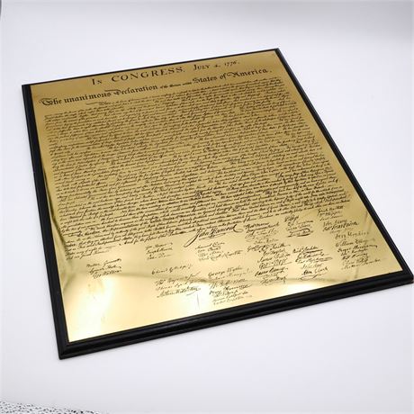 Declaration of Independence Brass Plaque Replica