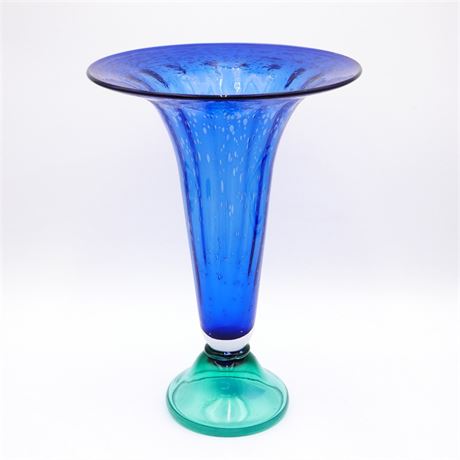 Gorgeous Designs Large Cobalt Blue & Teal Glass Vase