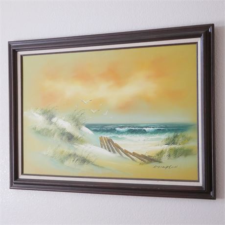 Original Oil on Canvas Sea Side Painting Signed by Detelfson