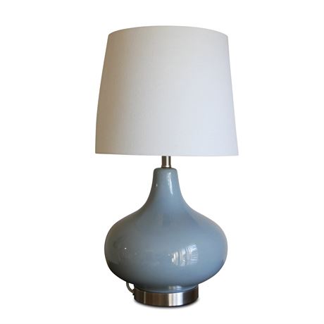 Round Blue Glass Vase Lamp