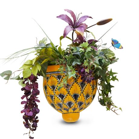 Yellow Talavera Ceramic Wall Hanging Vase