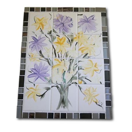 Ceramic Tile Floral Wall Art