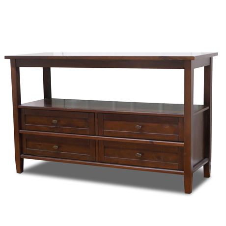 Solid Wood 4-Drawer Console Table